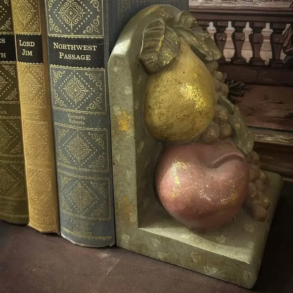 Fruit Still Life Bookends – Pear, Apple & Grapes